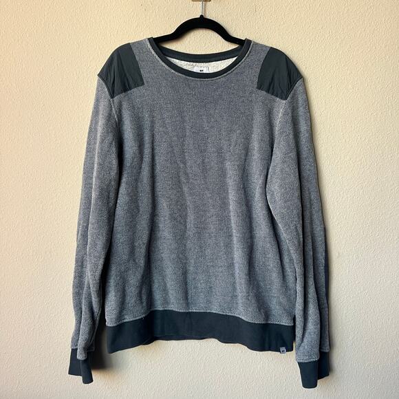 Loreak Mendian Gray Contrast Patch Crewneck Sweater Size Large - Picture 2 of 7